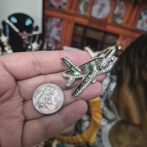 Abalone shell airplane brooch